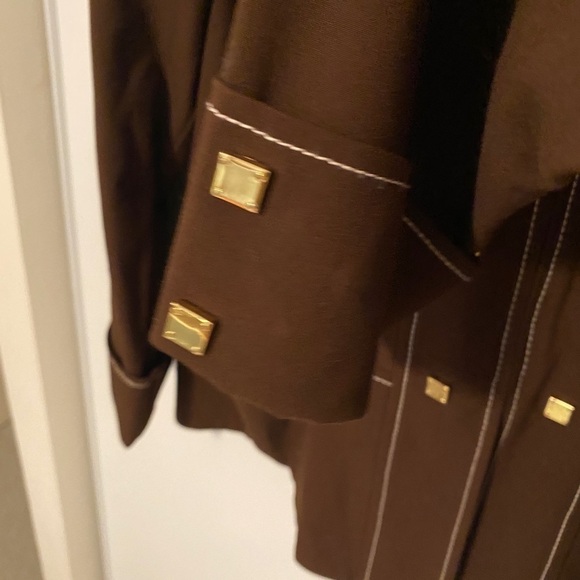 St.John Brown Zipper Down Woman Top Jacket Size M - Picture 6 of 10